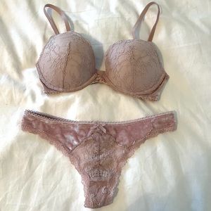 Victoria’s Secret Lavender Velvet Bra and Panty Set